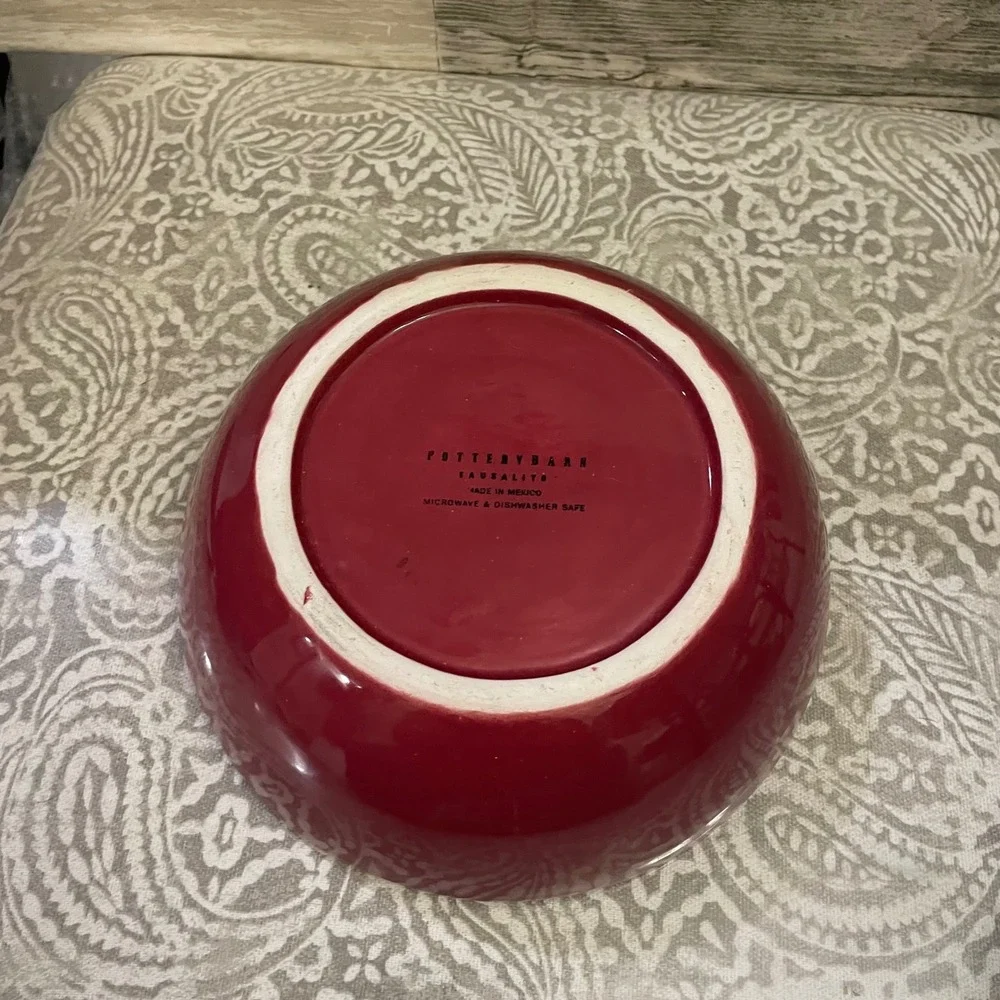 Pottery Barn Sausalito Red Serving Bowl Stoneware 7.5 Inch